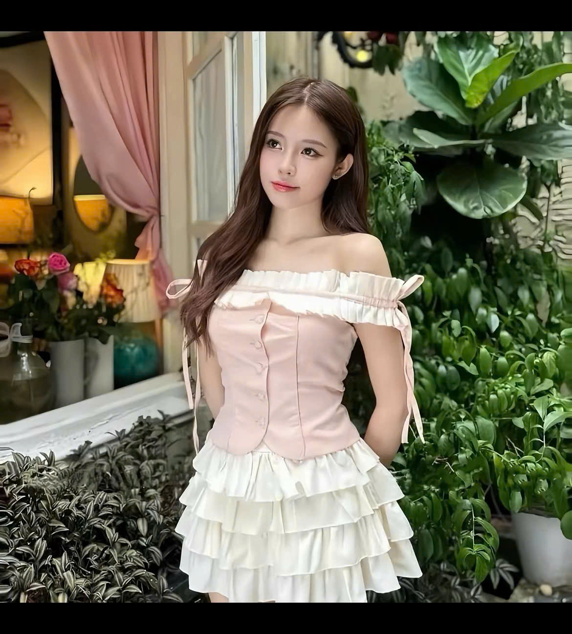 Váy nữ hồng bánh bèo
